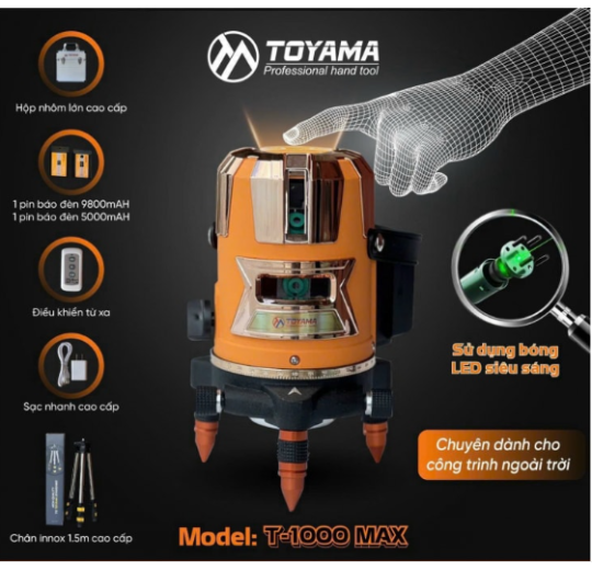 Máy Cân Bằng Laser 5 Tia Toyama T-1000MaxC Cao Cấp